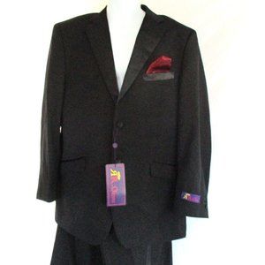 NEW  RR ORSINI Tuxedo Sport Jacket Suit Blazer Pant 40R BLACK Formal Wedding